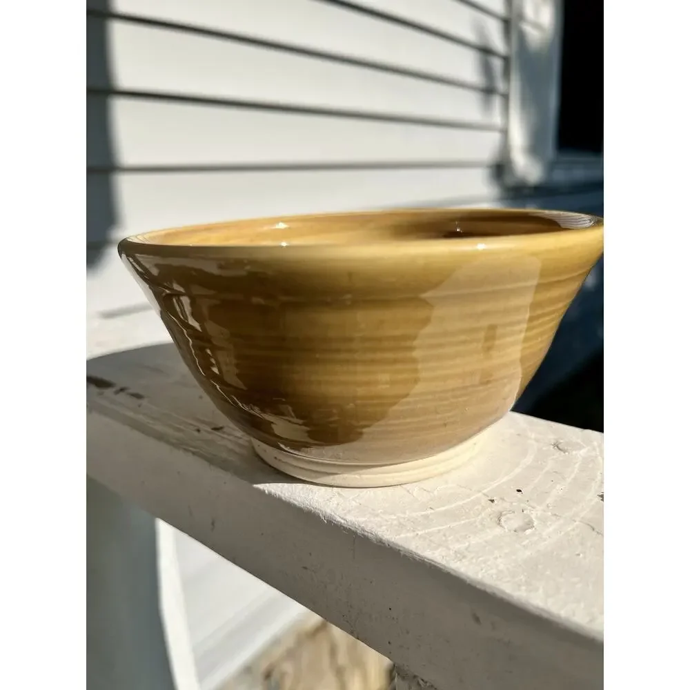 Freeform Pottery Bowl Handmade Earth Tones Drip Glaze Sea Turtle Stamp Mark
